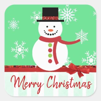 Merry Christmas Vintage Snowman Stickers