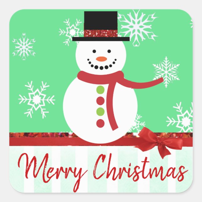 Merry Christmas Vintage Snowman Stickers (Front)