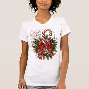 Merry-Christmas Vintage-Style Cane-Shaped Sugar-St T-Shirt
