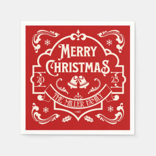 Merry Christmas vintage style design Napkins