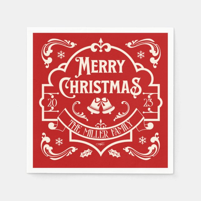 Merry Christmas vintage style design  Napkins (Front)