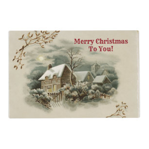 Merry Christmas Vintage Town Placemat