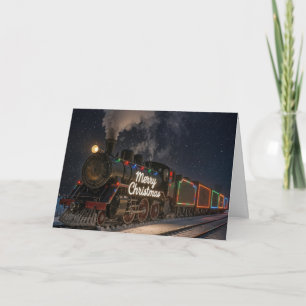 Merry Christmas Vintage Train In Snow Card