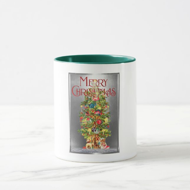 Merry Christmas Vintage Tree Design Mug (Center)