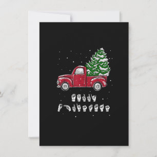 Merry Christmas Vintage Truck Hand Sign Language X Invitation
