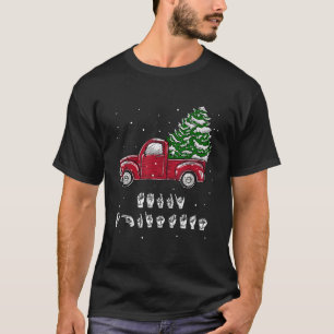 Merry Christmas Vintage Truck Hand Sign Language X T-Shirt