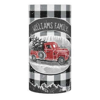 Merry Christmas Vintage Truck Red Buffalo Plaid Flameless Candle