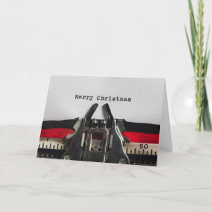 Merry Christmas Vintage Typewriter Personalized Holiday Card