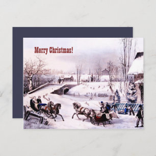 Merry Christmas. Vintage Winter Scene Card