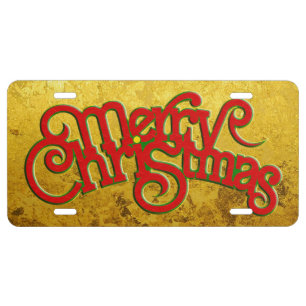 MERRY CHRISTMAS - vintage Xmas text design License Plate