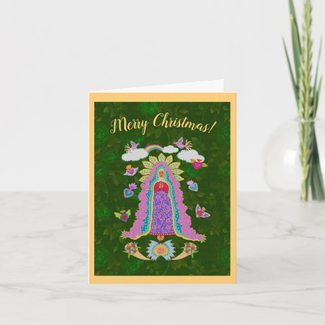 Merry Christmas Virgin Mary Folded Note Card (Front)