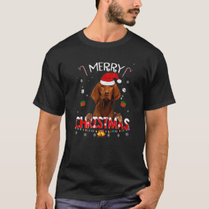 Merry Christmas Vizsla Dog Santa Hat Xmas Pajama T-Shirt