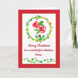 Merry Christmas Volunteer Custom Name Card | Zazzle
