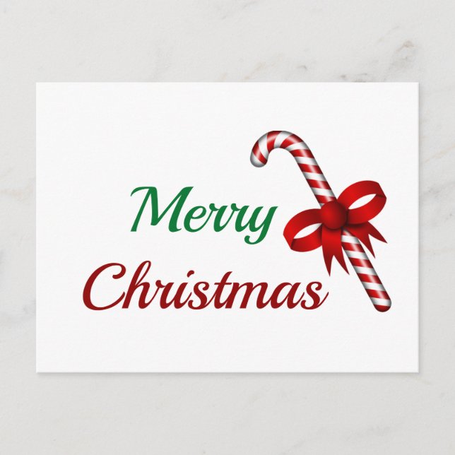 Merry Christmas w/ Candy Cane Holiday Postcard (Front)