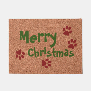 Merry Christmas w Paws Doormat
