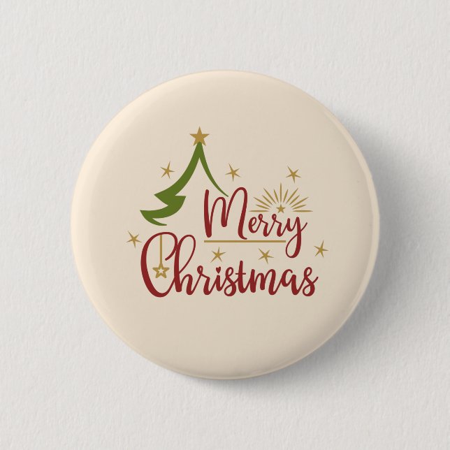 Merry Christmas w/Tree Button (Front)