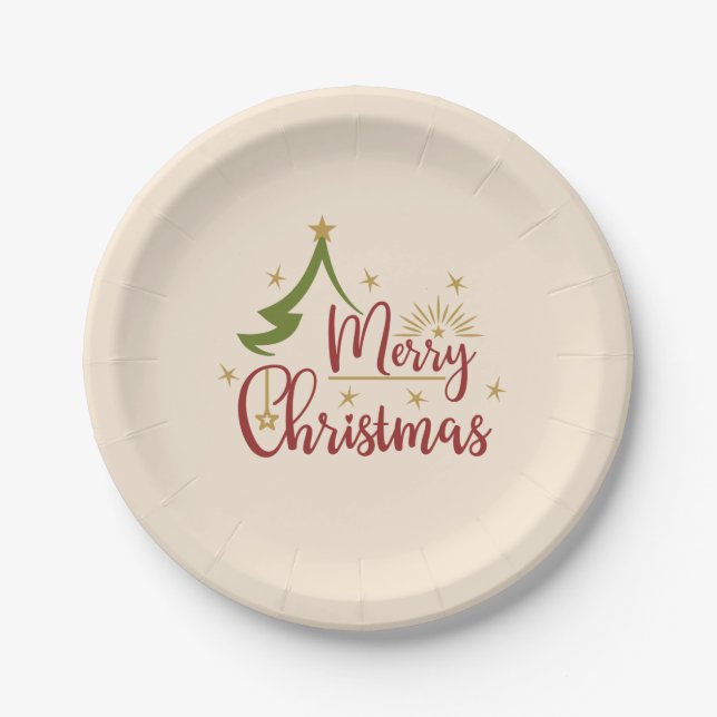 Merry Christmas w/Tree Paper Plates (Front)