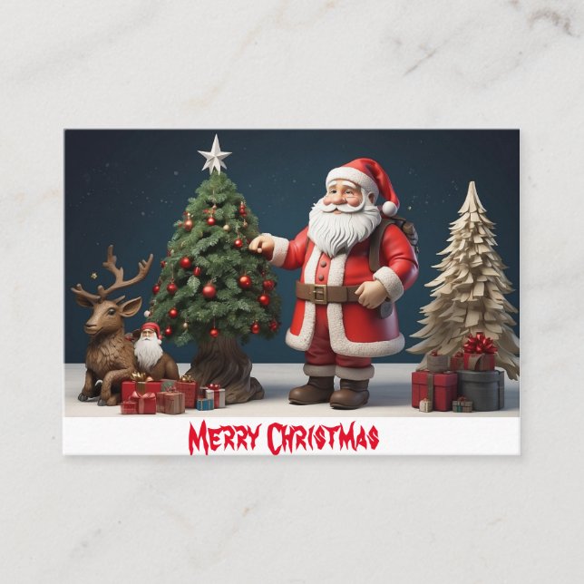Merry Christmas wall art design with santa  Business Card (Front)