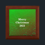 Merry Christmas Water Drops Neon Green Cool Ombre Gift Box<br><div class="desc">Designed with artistic water droplets abstract in colorful ombre green background and "Merry Christmas" text which you may customize!</div>