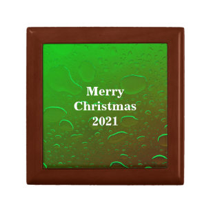 Merry Christmas Water Drops Neon Green Cool Ombre Gift Box