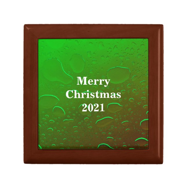 Merry Christmas Water Drops Neon Green Cool Ombre Gift Box (Front)