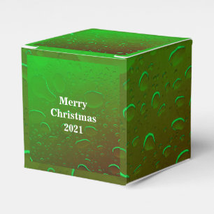 Merry Christmas Water Drops Neon Green White Ombre Favor Boxes