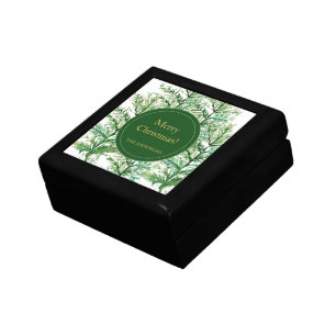 Merry Christmas Watercolor Art Tree personalized Gift Box