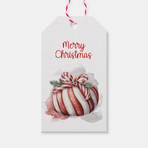 Merry Christmas Watercolor Candy Cane Candy Gift Tags