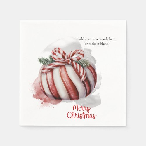 Merry Christmas Watercolor Candy Cane Candy Napkins