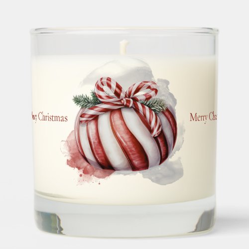 Merry Christmas Watercolor Candy Cane Scented Candle