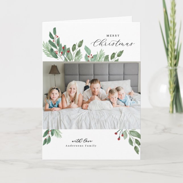 Merry Christmas Watercolor Card (Front)