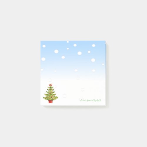 Merry Christmas Watercolor Christmas Tree Post_it Notes