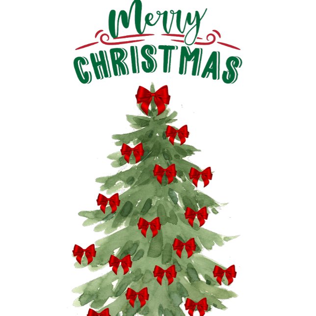 Merry Christmas Watercolor Christmas tree Thank You Card (Creator Uploaded)