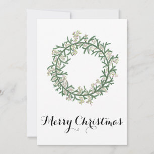 Merry Christmas, watercolor Christmas wreath Holiday Card