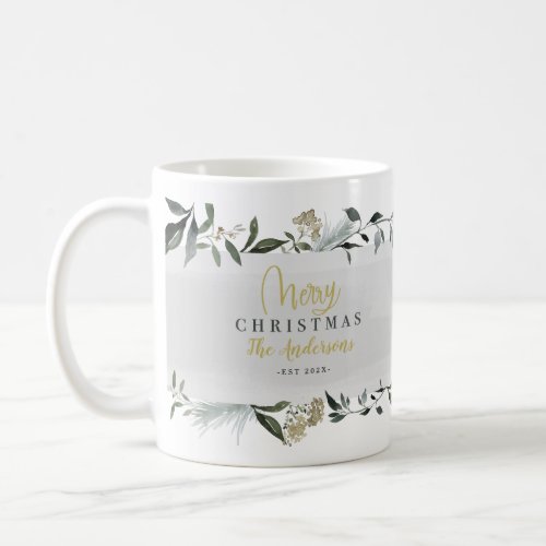 Merry Christmas watercolor foliage Christmas  Coffee Mug