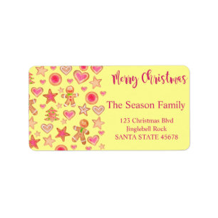 Merry Christmas watercolor gingerbread cookies Label