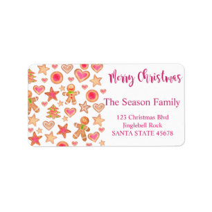 Merry Christmas watercolor gingerbread cookies Label