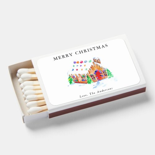 Merry Christmas Watercolor Gingerbread House Art  Matchboxes