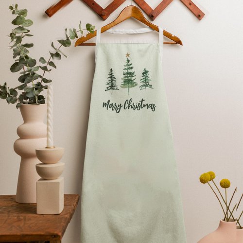 Merry Christmas Watercolor Gold star  Apron