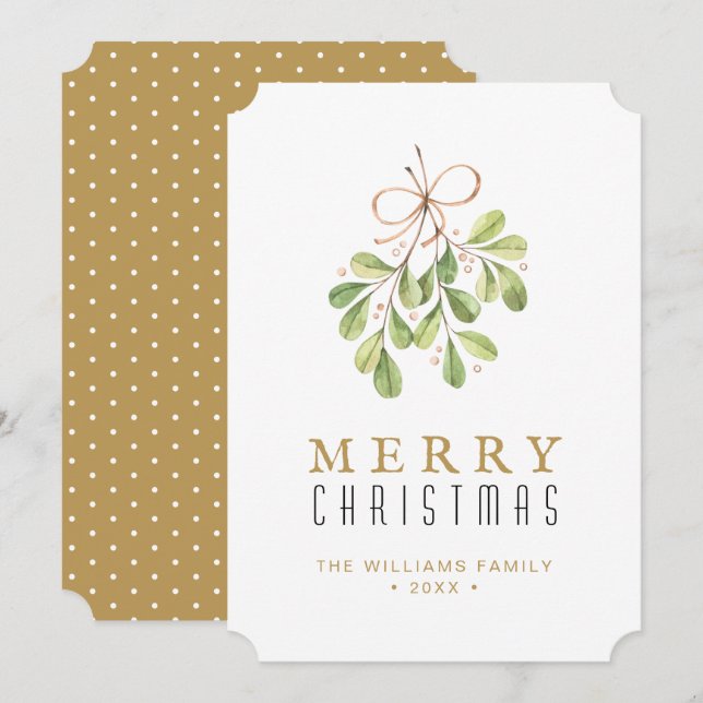 Merry Christmas Watercolor Greenery Holiday Card (Front/Back)