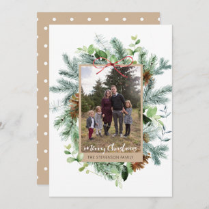 Merry Christmas Watercolor Photo Card