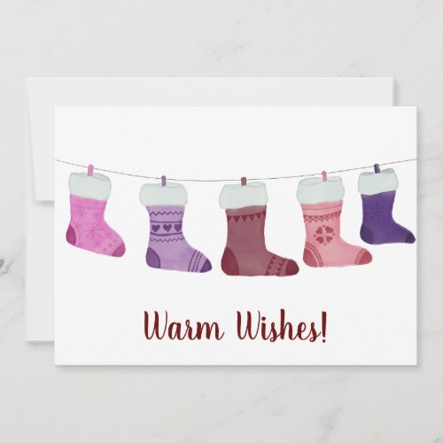 Merry Christmas Watercolor Stockings Holiday Card