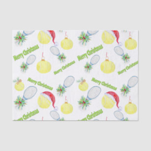 Merry Christmas Watercolor Tennis Balls & Rackets Tissue Paper