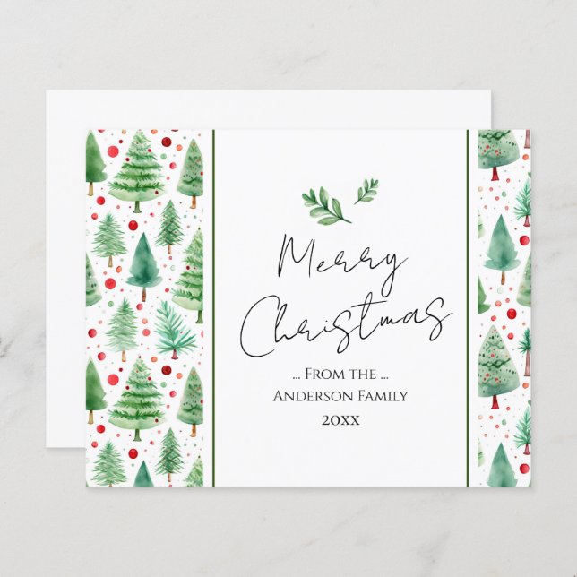 Merry Christmas Watercolor Tree (Front/Back)