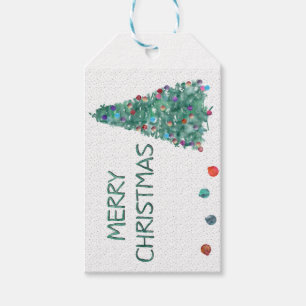 Merry Christmas Watercolor Tree Gift Tags