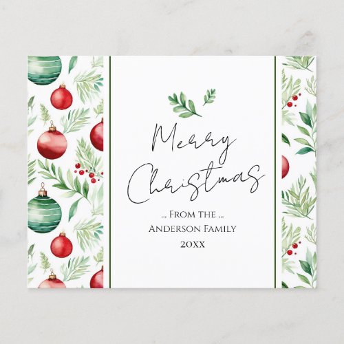 Merry Christmas Watercolor Tree Ornament