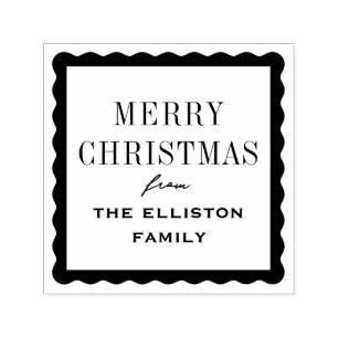 Merry Christmas wavy frame personalized holiday Self-inking Stamp