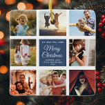 Merry Christmas WE LOVE YOU Mom Photo Collage Ceramic Ornament<br><div class="desc">Perfect gift for the Holidays: A custom modern trendy Instagram Photo Collage ornament with personalized message and 8 favorite family photos on a farmhouse blue background. Make this into a keepsake present for your mom, dad, sister, aunt or any other family member or friend - it'll bring a smile to...</div>