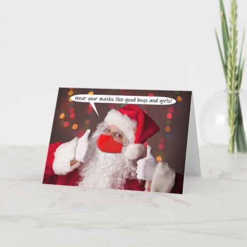 Merry Christmas Wear Your Face Mask Santa Humor Holiday Card