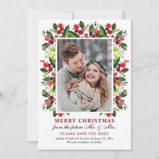 Merry Christmas Wedding Holiday Save the Date Card